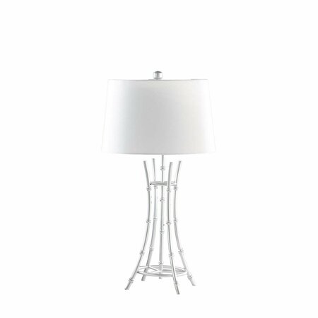 CLING 29.25 in. Kiara Modern Satin Bamboo Metal Table Lamp, Silver CL3116151